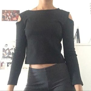 Black long sleeved croptop with shoulder cutout